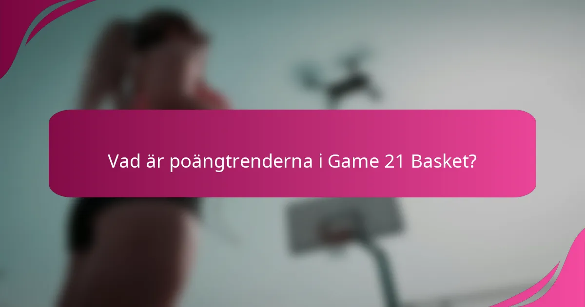 Vad är poängtrenderna i Game 21 Basket?