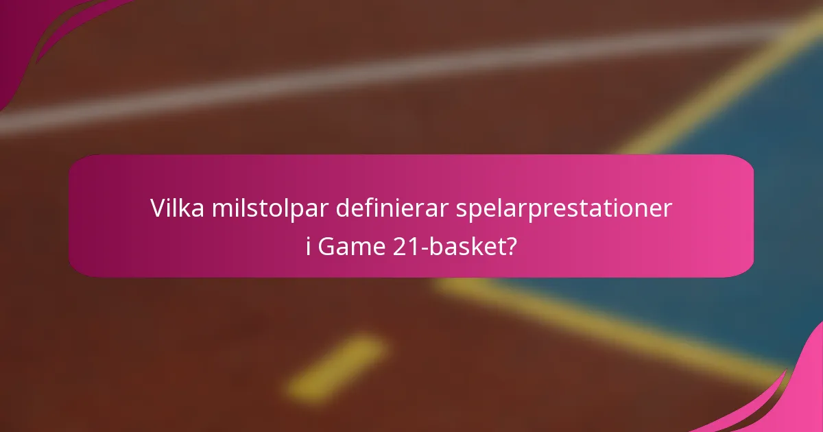 Vilka milstolpar definierar spelarprestationer i Game 21-basket?